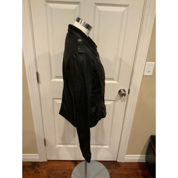 Free People Black Vegan Leather Collared Zip-Up Moto Jacket Size 12 - Picture 3 of 8